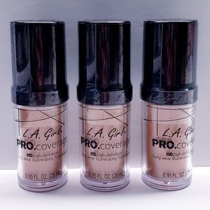 L.A. Girl Pro Coverage Longwear Illuminating Foundation, GLM645-NUDE BEIGE(3pck)